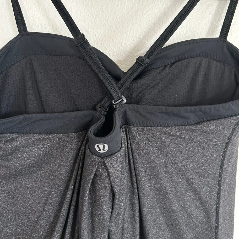 Lululemon Tank Top 10 Gray Pure Focus Sweetheart Spaghetti Strap Active